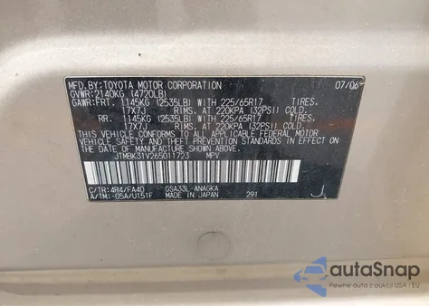 2006 Toyota Rav4 Limited из США, поврежденный, VIN JTMBK31V265011723